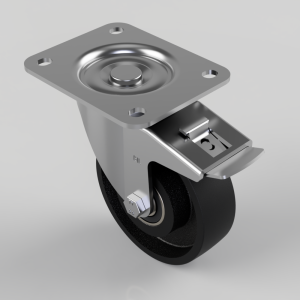 Cast Iron Plate Swivel Castor Brake 125mm 400kg Load