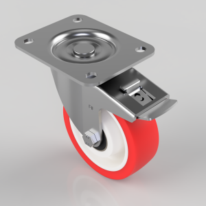 Polyurethane Nylon Plate Swivel Castor Brake 125mm 350kg Load