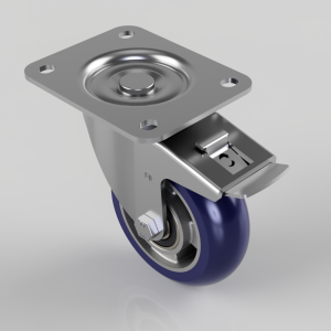 Softer Ergonomic Polyurethane Plate Swivel Castor Brake 125mm 350kg Load