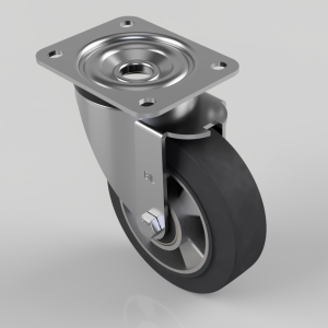 Elastic Rubber on Aluminium Plate Swivel Castor 150mm 350kg Load