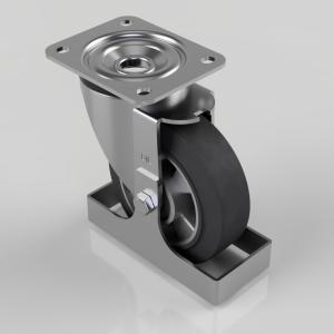 Elastic Rubber on Aluminium Plate Swivel Castor Footguard 150mm 350kg load