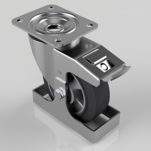 Elastic Rubber on Aluminium Plate Swivel Castor Brake Footguard 150mm 350kg load