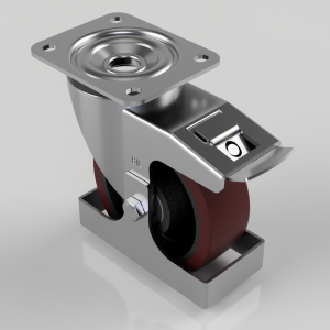 Polyurethane Plate Swivel Castor Brake Footguard 150mm 500kg load
