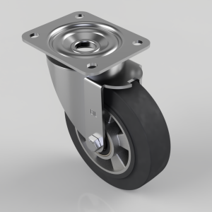 Elastic Rubber on Aluminium Plate Swivel Castor 160mm 400kg Load