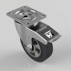 Elastic Rubber on Aluminium Plate Swivel Castor Brake 160mm 400kg Load