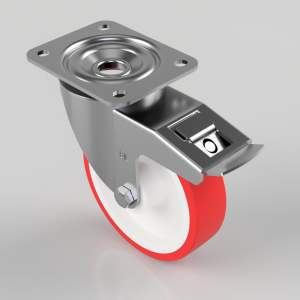 Polyurethane Nylon Plate Swivel Castor Brake 160mm 450kg Load