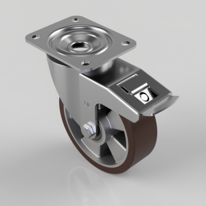 Polyurethane Aluminium Plate Swivel Castor Brake 160mm 500kg Load