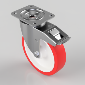 Polyurethane Nylon Plate Swivel Castor Brake 200mm 500kg Load