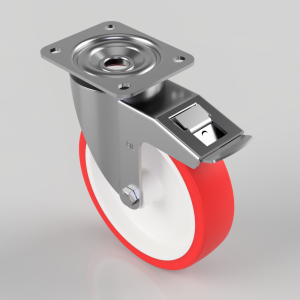 Polyurethane Nylon Plate Swivel Castor Brake 200mm 500kg Load