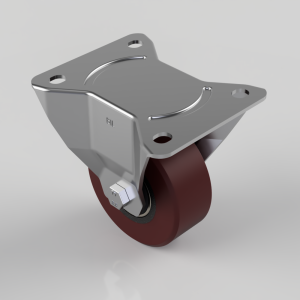 Polyurethane Cast Iron Plate Fixed Castor 100mm 300kg Load