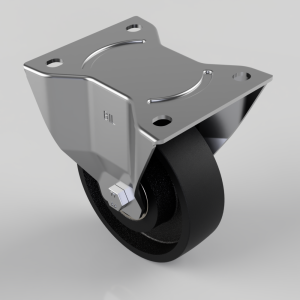 Cast Iron Plate Fixed Castor 125mm 400kg Load