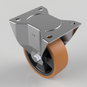 Polyurethane Nylon Plate Fixed Castor 125mm 400kg Load