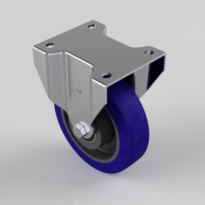 Blue Elastic Rubber 75ShoreA Plate Fixed Castor 160mm 300kg Load