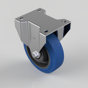 Blue Elastic Rubber 65ShoreA Plate Fixed Castor 160mm 400kg Load