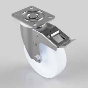 Nylon Plate Swivel Castor Brake 150mm 300kg Load