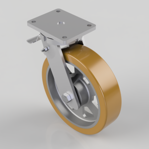 Vulkollan Polyurethane Cast Iron Plate Swivel Castor Brake 300mm 1900kg Load