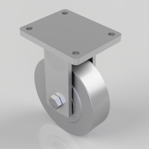 Swivel caster wheel with a square mounting plate and bolt, shown in gray metal.