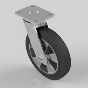 Elastic Rubber on Aluminium Plate Swivel Castor 250mm 650kg Load