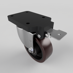 Brown Polyurethane Swivel Brake Plate Castor 150mm 700kg