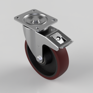 Polyurethane Cast Iron Plate Swivel Castor Brake 200mm 700kg Load