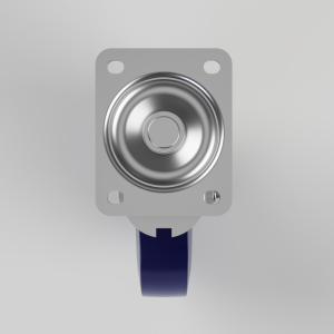 Industrial sensor or actuator with a polished circular metal diaphragm mounted on a light-gray mounting plate with four screw holes and a blue strap beneath.