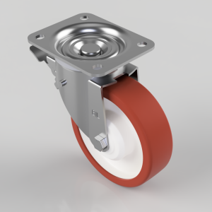 Polyurethane Nylon Plate Swivel Castor Brake 150mm 350kg Load