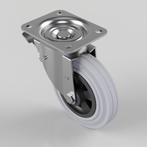 Grey Rubber Polypropylene Plate Swivel Castor Brake 160mm 140kg Load