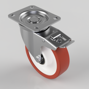 Polyurethane Nylon Plate Swivel Castor Brake 160mm 350kg Load
