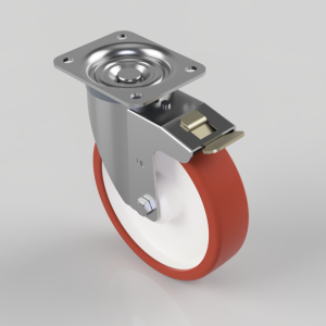 Polyurethane Nylon Plate Swivel Castor Brake 200mm 350kg Load