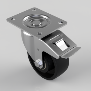 Cast Iron Plate Swivel Castor Brake 125mm 500kg Load