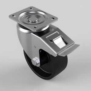 Cast Iron Plate Swivel Castor Brake 125mm 500kg Load