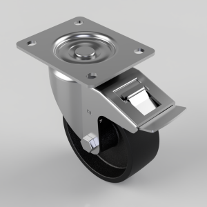 Cast Iron Plate Swivel Castor Brake 125mm 500kg Load