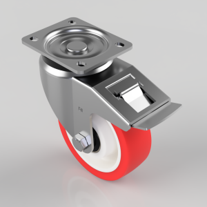 Polyurethane Nylon Plate Swivel Castor Brake 125mm 350kg Load