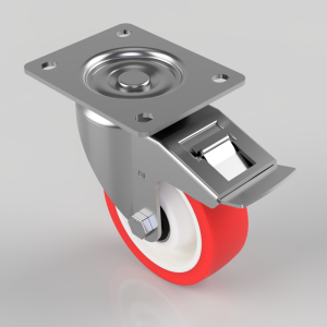 Polyurethane Nylon Plate Swivel Castor Brake 125mm 350kg Load