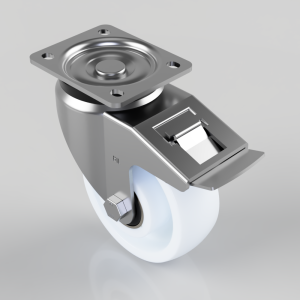Nylon Plate Swivel Castor Brake 125mm 500kg Load