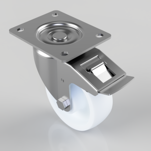 Nylon Plate Swivel Castor Brake 125mm 500kg Load