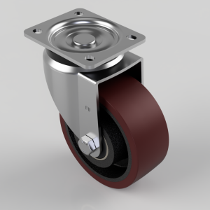 Polyurethane Cast Iron Plate Swivel Castor 125mm 500kg Load