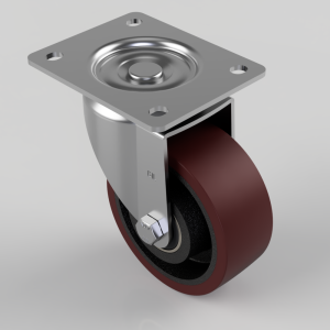 Polyurethane Cast Iron Plate Swivel Castor 125mm 500kg Load