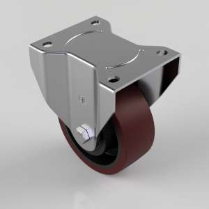 Polyurethane Cast Iron Plate Fixed Castor 125mm 500kg Load