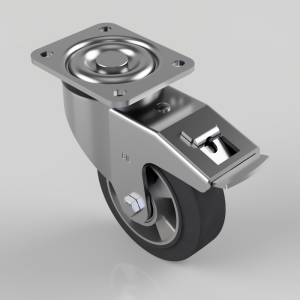Elastic Rubber on Aluminium Plate Swivel Castor Brake 150mm 350kg Load