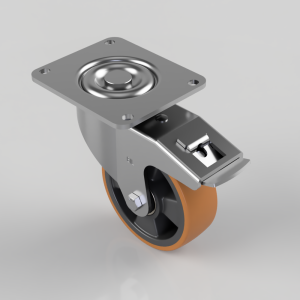 Polyurethane Nylon Plate Swivel Castor Brake 150mm 600kg Load