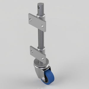 Blue Elastic Rubber 65ShoreA Plate Swivel Castor 80mm 150kg Load