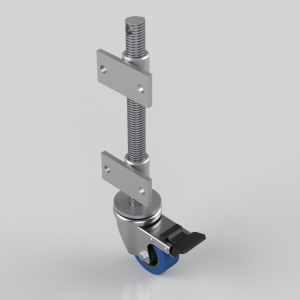 Blue Elastic Rubber 65ShoreA Plate Swivel Castor Brake Locking Castor 80mm 150kg Load