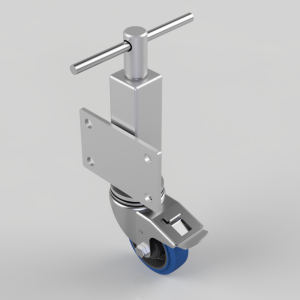 Blue Elastic Rubber 65ShoreA Plate Swivel Castor Brake Locking Castor 100mm 200kg Load