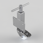 Swivel caster wheel with a brake lever and rectangular mounting plate