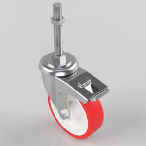 Polyurethane Swivel Castor Brake 125mm 300kg Load