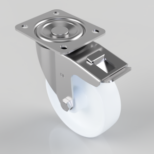Nylon Plate Swivel Castor Brake 125mm 250kg Load