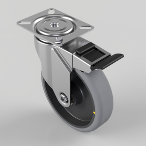 Electrically Conductive Rubber Plate Swivel Castor Brake 125mm 100kg