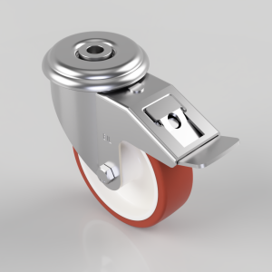 Polyurethane Nylon Bolt Hole Swivel Castor Brake 100mm 170kg Load
