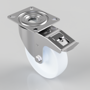 Nylon Plate Swivel Castor Brake 160mm 350kg Load
